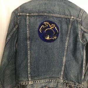 J Crew denim jacket with hand embroidered detail